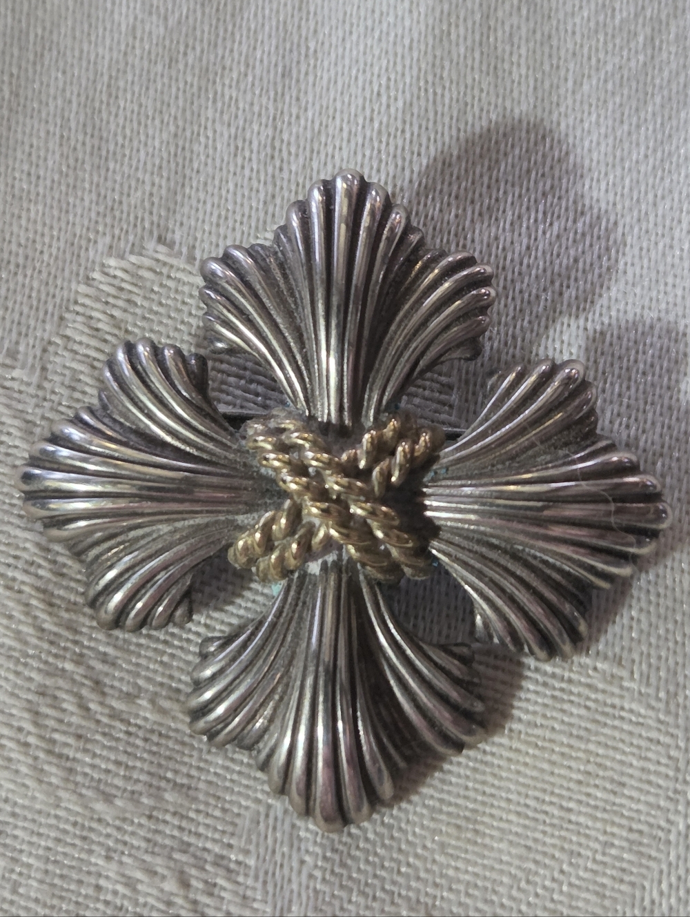 Vintage Celtic Maltese Cross Brooch, SS & 18k
